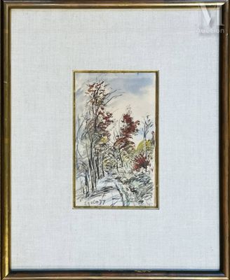 une image d'une photo d'un tableau représentant des arbres sous la neige