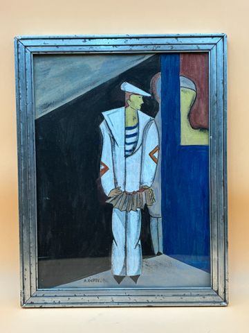 Aurel RICHTER (1870-1957) « Marin ». Gouache sur papier.  Signée 