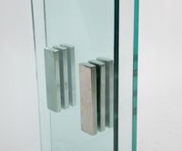 Console en verre avec attaches en métal chromé (photo 4)
