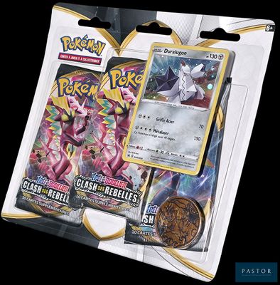 Coffret du jeu de cartes à collectionner Pokémon comprenant deux cartes et une pièce