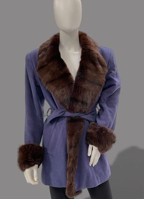 purple coat with fur collar and cuffs on mannequin mannequin mannequin mannequin mannequin mannequin mannequin mannequin