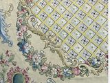 an area rug with a floral design on the top and bottom of it