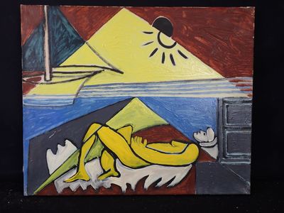 une image d'un tableau représentant une femme allongée sur un lit