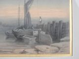 a picture of a painting of a boat on a body of water