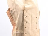 an image of a mannequin wearing a tan vest with buttons on it