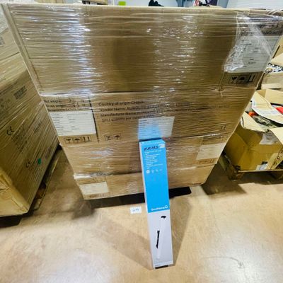a box of boxes sitting on the floor next to a pile of boxes