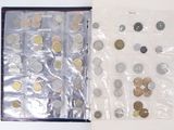 a lot of coins in a bag on the table