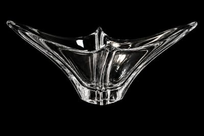 crystal bowl on a black background photo