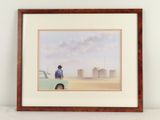tableau représentant un homme assis à l'arrière d'une voiture verte