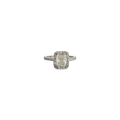 Travail contemporain Bague solitaire en or gris 750‰ et diam…