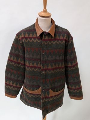 vintage pendleton wool jacket with leather trim