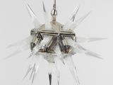 crystal starburst pendant light fixture with chrome finish and clear glass