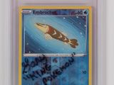a close up of a card with a picture of a fish on it