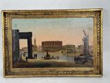 an image of a painting of a view of a city from a bridge