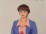 an image of a drawing of a woman with glasses and a pink shirt