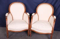 Paire de bergères en gondole de style Louis XVI, en noyer mo… (photo 2)