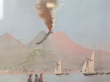 a picture of a painting of people on the beach