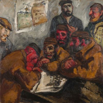 an image of a painting of a group of men sitting around a table