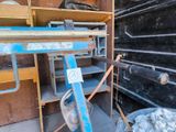 a picture of a room with a ladder and a pile of snow