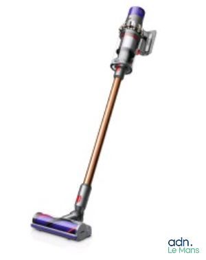 a close up of a cordless vacuum cleaner on a white background