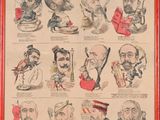 an old french political poster with many cartoon heads
