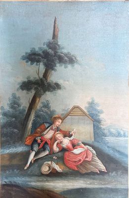 ECOLE FRANCAISE dans le goût du XVIIIe siècle "Scène galante…