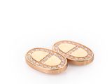 a pair of gold and diamond earrings