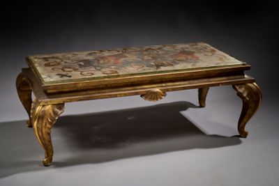 Maison JANSEN Table basse à plateau rectangulaire à fond de …