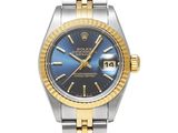 rolex lady datejustr steel and yellow gold blue dial