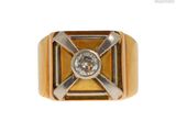 une image représentant une bague en or jaune sertie d'un diamant au centre