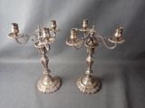 pair of antique silver plated candelabs