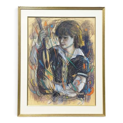 an image of a painting of a woman holding a cat