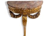an image of a wooden table with a marble top