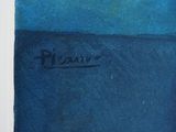 blue watercolor painting of a plane flying over the ocean with the word pilar written on it