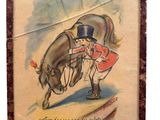painting of a man in a top hat and coat standing next to a horse