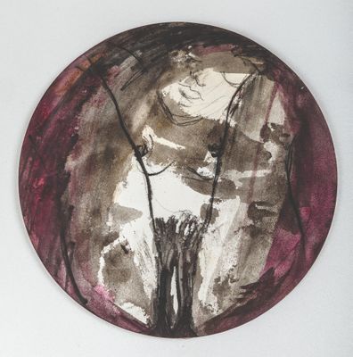 une peinture sur le mur représentant un vase rempli de fleurs