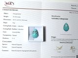 une photo d'un certificat sur laquelle figure une pierre turquoise