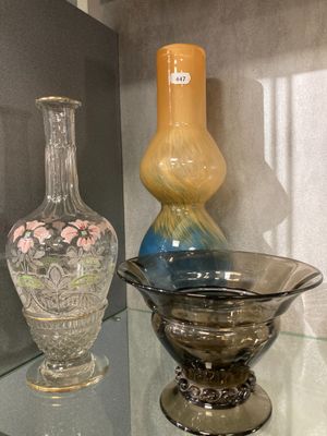 Coupe en verre fumé. Diam. 18 - Vase en verre. - Photo 1