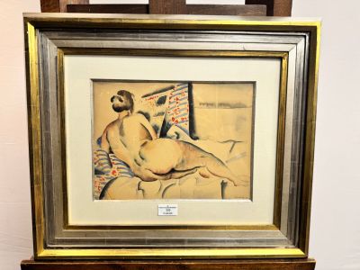 tableau représentant une femme nue assise sur une chaise devant un miroir