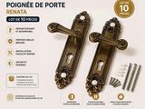 paire de poignées de porte anciennes en laiton, avec vis et écrous