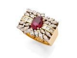 une bague en rubis et diamants