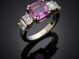 a pink tourmaline and diamond ring