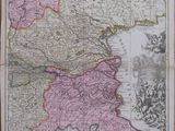 an old map of england and wales in pink and green
