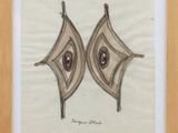 an image of a drawing of a pair of eyes in a wooden frame