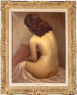 l'image d'un tableau représentant une femme nue assise sur un lit