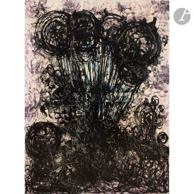black and white drawing of a bunch of flowers in a vase