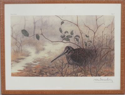 une image représentant un tableau où l'on voit un oiseau perché dans l'herbe