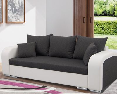 Canapé 3 places convertible - FULLSPACE - en tissu gris fonc…