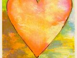 an image of a painting of a pink heart on a yellow background