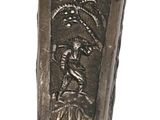a small metal object with a palm tree on it